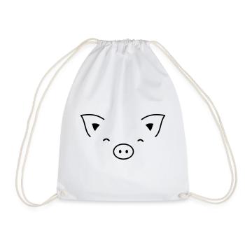 Pig piglet sow - Drawstring Bag - white - Front