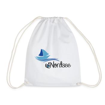 North Sea design with sailboat - Drawstring Bag - white - Front