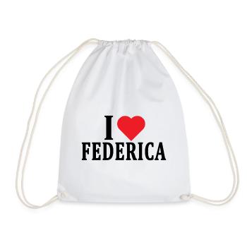 T-Shirt Ich liebe Federica T-Shirt Geschenkidee - Turnbeutel - Weiß - Vorne