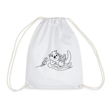 Otter with duck coloring motif - Drawstring Bag - white - Front