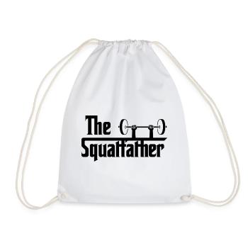 The Squatfather black - Drawstring Bag - white - Front