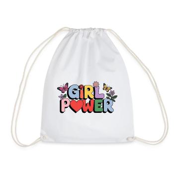 Girl Power Bloom Letters - Drawstring Bag - white - Front
