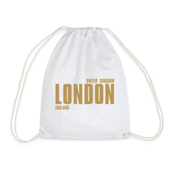 London Gold Lettering - Drawstring Bag - white - Front