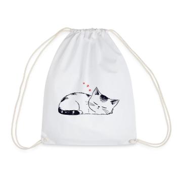 Stickige schlafende Katze - Turnbeutel - Weiß - Vorne