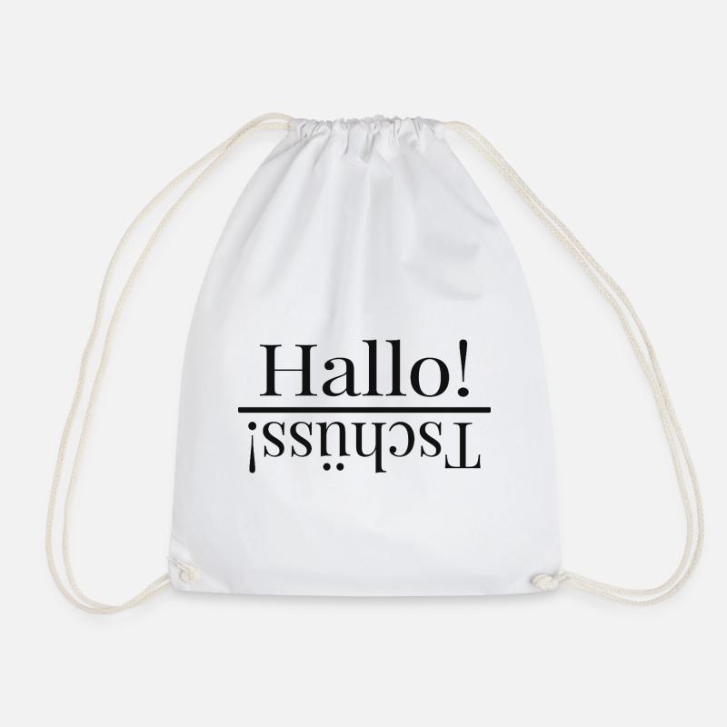 Hallo – Lustig gespiegeltes Typografie Design - Turnbeutel - Weiß
