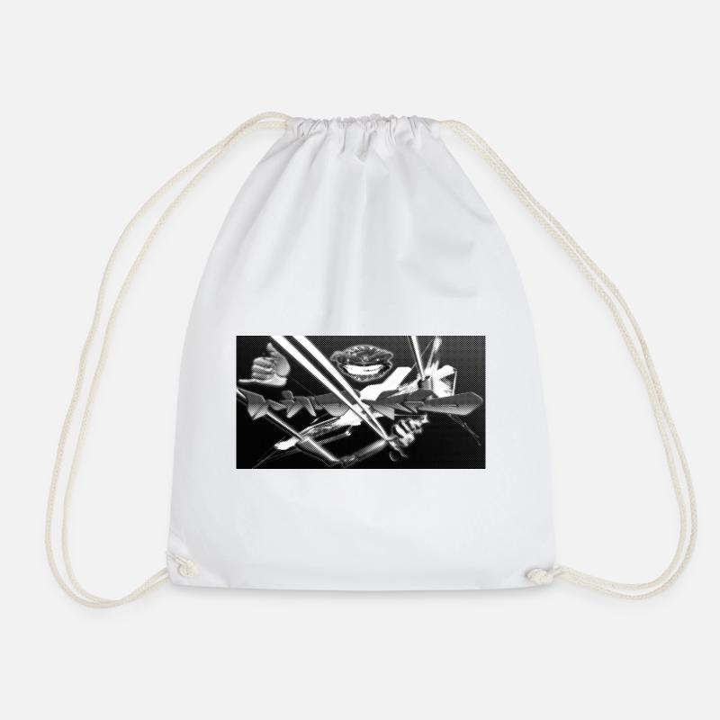 Grotesque Face Neon Contrast - Drawstring Bag - white