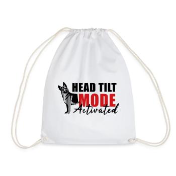 Schäfi Silhouette - Head Tilt linear German Shepherd - Drawstring Bag - white - Front