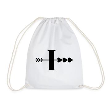 Letter i arrow heart - Drawstring Bag - white - Front