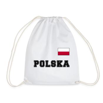 Polen Trikot Look – POLSKA mit Fahne bzw. Flagge - Turnbeutel - Weiß - Vorne