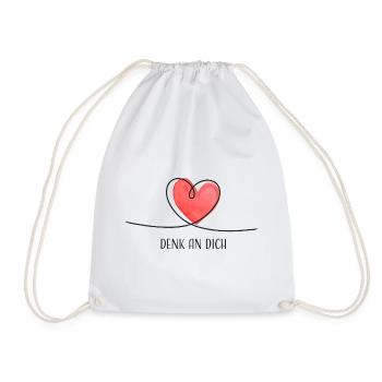 Denk an Dich – Herz Liebe Geschenk - Turnbeutel - Weiß - Vorne