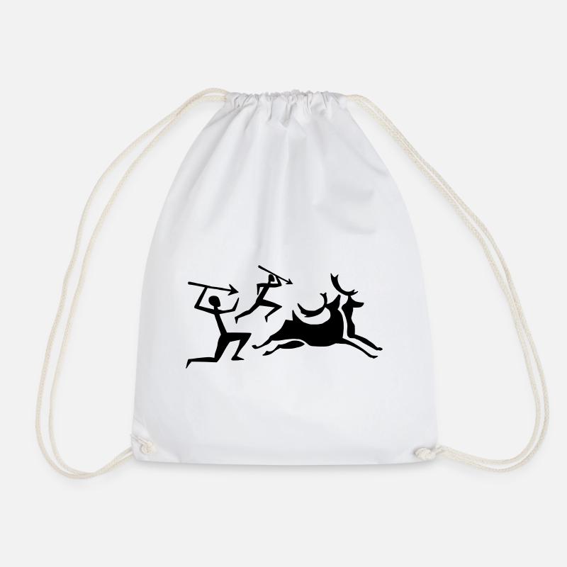 Cave painting hunter - Drawstring Bag - white