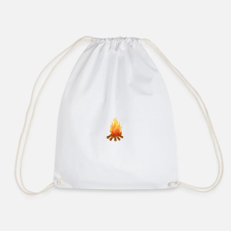 Campfire Flame Illustration T-Shirt - Drawstring Bag - white
