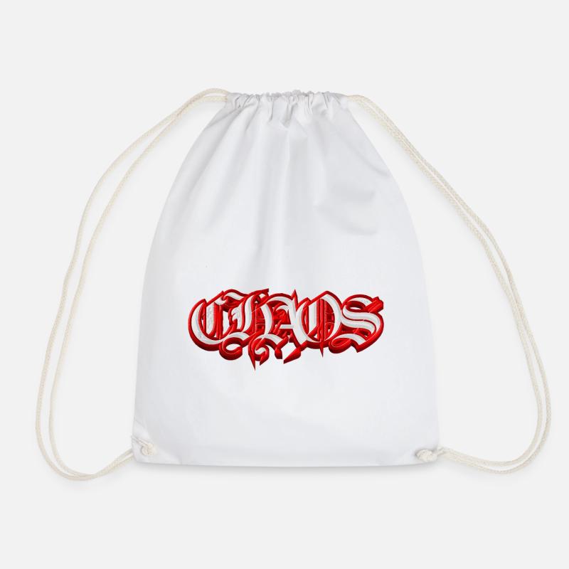 CHAOS – Gothic Fraktur 3D Typography - Turnbeutel - Weiß