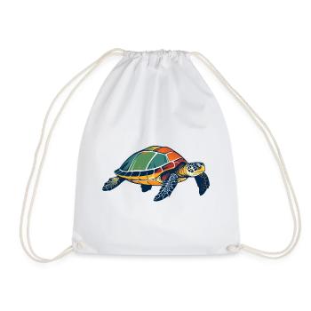 Colorful Sea Turtle Pop Art - Drawstring Bag - white - Front