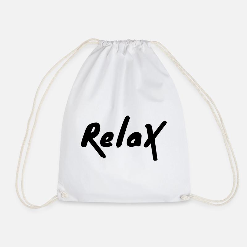 Relax Shirt Minimal Typography Chill Lifestyle Tee - Drawstring Bag - white