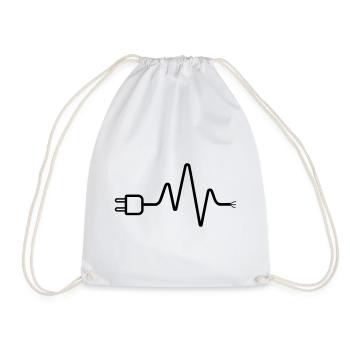 Electrician ECG Plug Cable Heartbeat - Drawstring Bag - white - Front