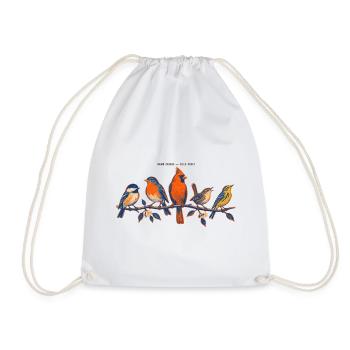 Birds on a branch – a colorful nature motif - Drawstring Bag - white - Front
