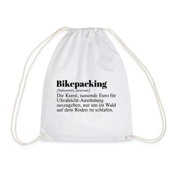 Bikepacking Duden Spruch - Turnbeutel - Weiß - Vorne