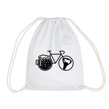 Fahrrad mit Bierglas. Radfahrer, Fahrrad und Flaschenöffner. - Turnbeutel - Weiß - Vorne
