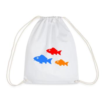 Bunte Fischsilhouetten Trio - Turnbeutel - Weiß - Vorne