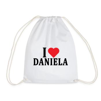 T-shirt I love Daniela t-shirt gift idea - Drawstring Bag - white - Front