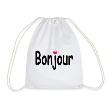 Bonjour Herz - Turnbeutel - Weiß - Vorne