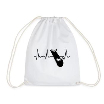 Heartbeat Skateboard - Drawstring Bag - white - Front
