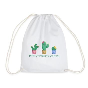 Sweet Cactus Trio - Blooming - Drawstring Bag - white - Front