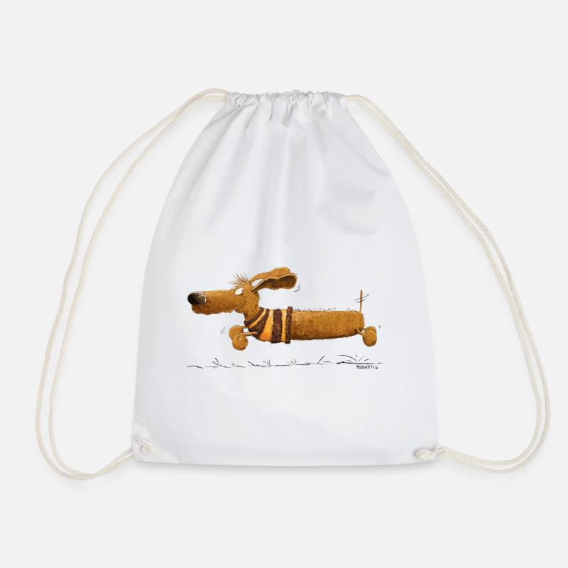 Running Dachshund I Dachshund I Dachshund I Dog - Drawstring Bag - white