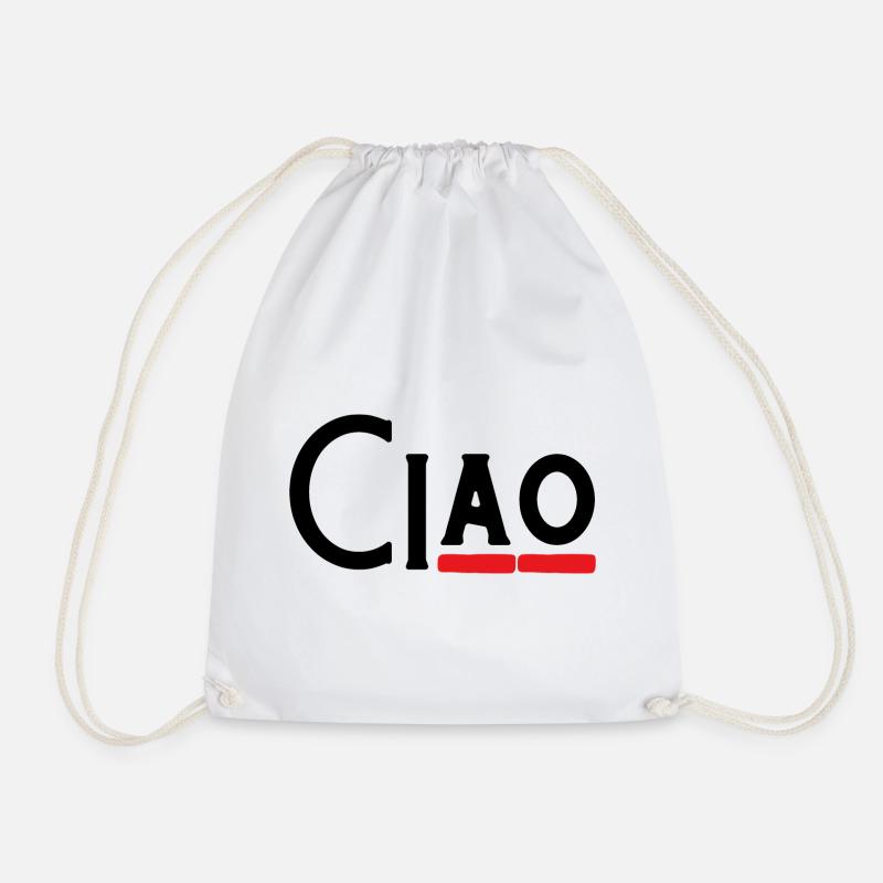 Ciao - Hey - Hallo - Hi - Na? - Bye - Turnbeutel - Weiß