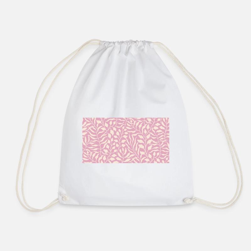Elegant Leaves Pattern in Pale Pink - Drawstring Bag - white