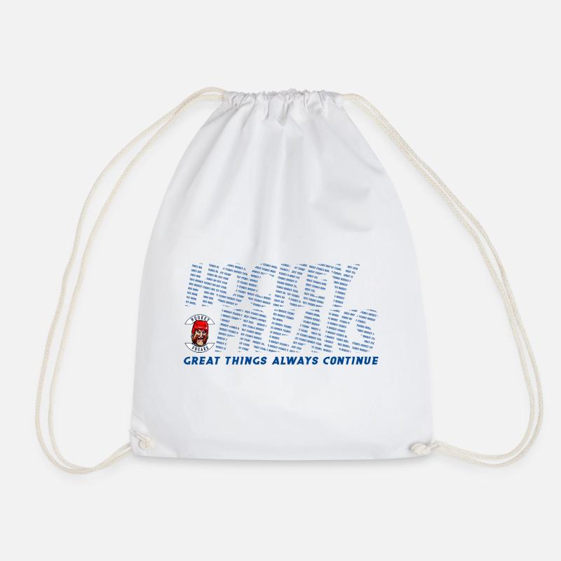 Hockey Inspired Striped Typography Tee - Drawstring Bag - white
