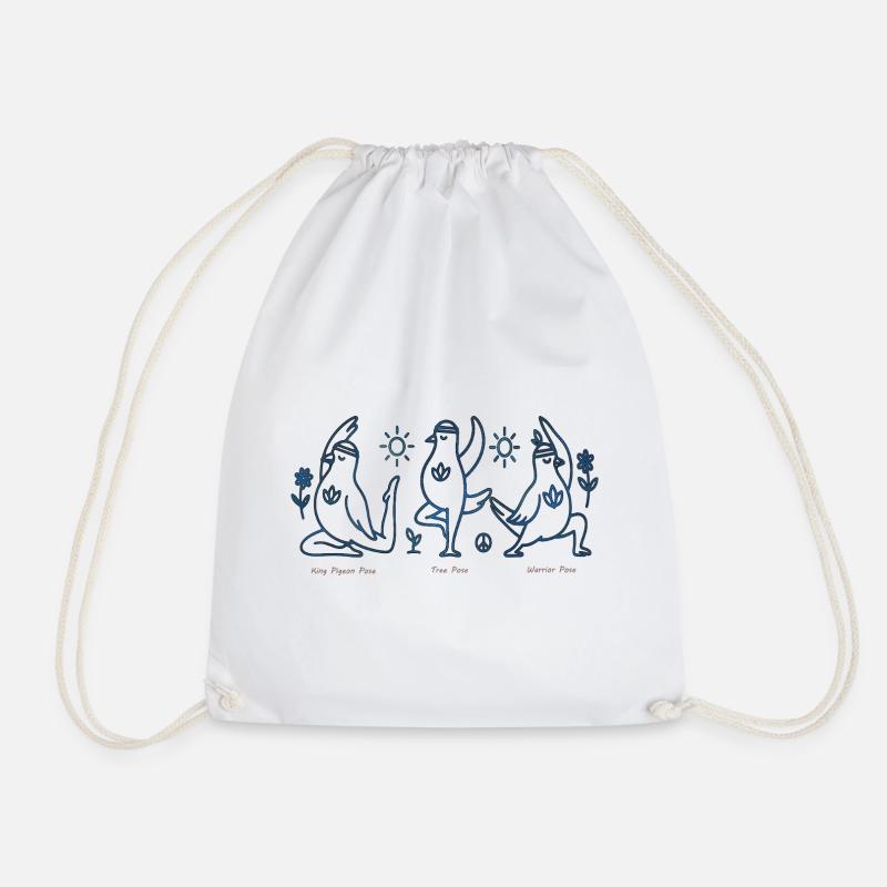 Three Penguins in Yoga Boho Peace - Drawstring Bag - white