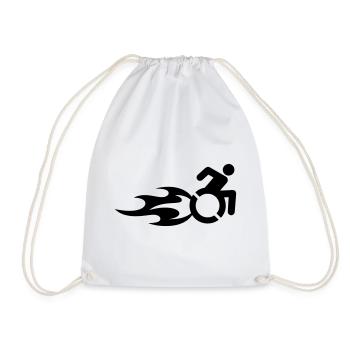 Wheelchair user with flames # - Drawstring Bag - white - Front