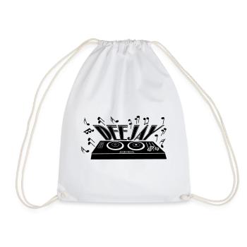 Deejay with turntable and tones - Drawstring Bag - white - Front