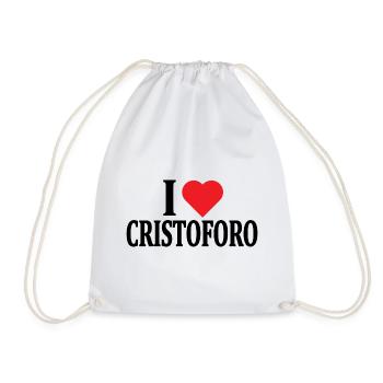 T-Shirt Ich liebe Cristoforo T-Shirt Geschenkidee - Turnbeutel - Weiß - Vorne
