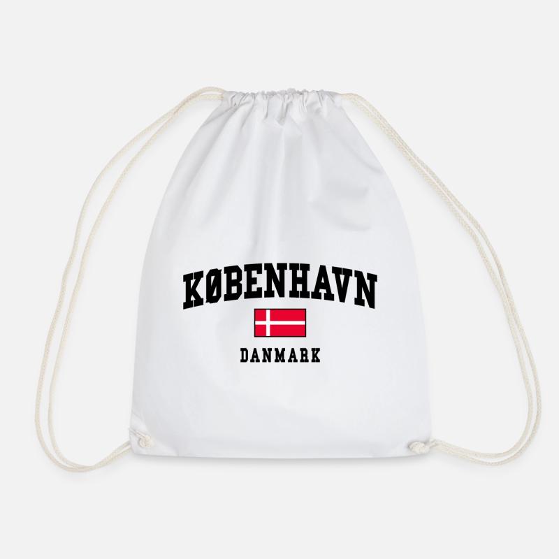 Copenhagen Denmark Flag Design - Drawstring Bag - white
