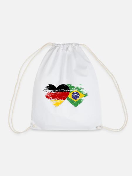 Deutschland Brasilien Flagge used Herz - Turnbeutel - Weiß
