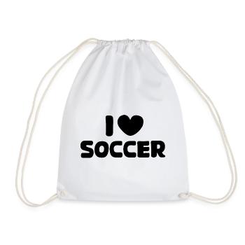 Soccer Love Heart Logo Soccer Icon - Drawstring Bag - white - Front