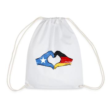 Somalia Germany Flag Hands Heart Shape Used - Drawstring Bag - white - Front
