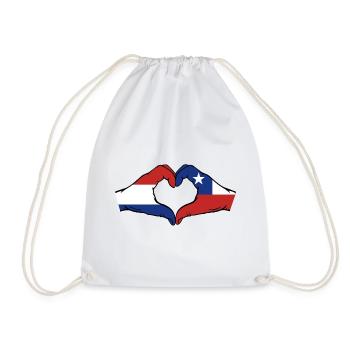 Holland Chile Flag Hands Heart Shape - Drawstring Bag - white - Front