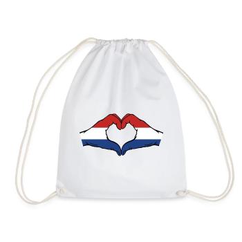 Holland Flag Hands Heart Shape - Drawstring Bag - white - Front