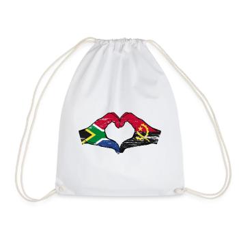 Afrique du Sud Angola drapeau mains forme de coeur utilisé - Sac de sport léger - blanc - Devant