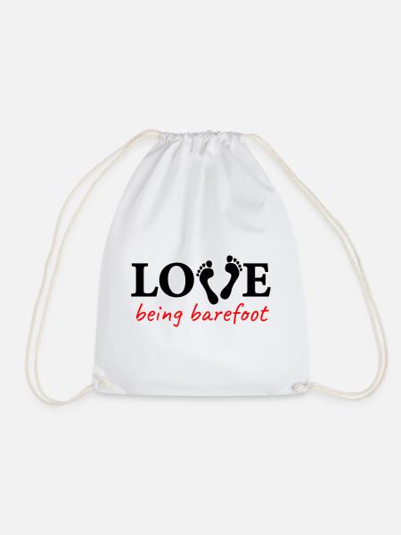 love being barefoot Version 2 - love to be barefoot - Drawstring Bag - white