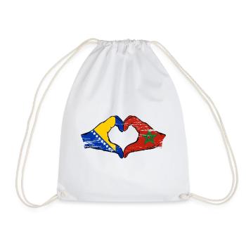 Bosnien Marokko Flagge Hände Herzform used - Turnbeutel - Weiß - Vorne