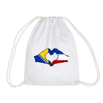 Bosnia Holland Flag Hands Heart Shape - Drawstring Bag - white - Front