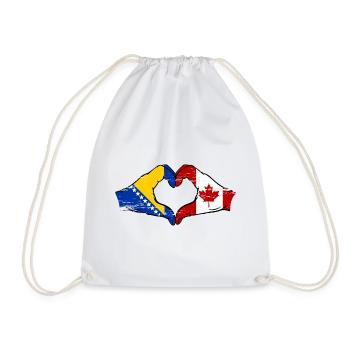 Bosnia Canada flag hands heart shape used - Drawstring Bag - white - Front