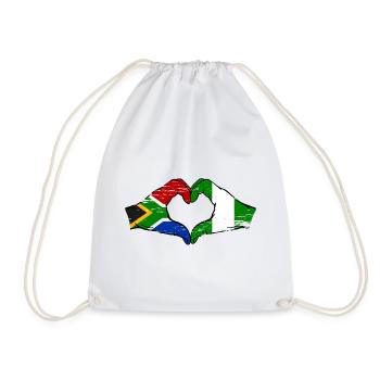Afrique du Sud Nigeria Drapeau Mains Coeur Forme Utilisé - Sac de sport léger - blanc - Devant