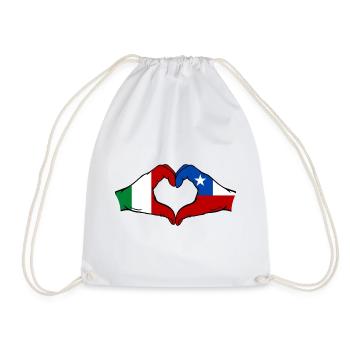 Italien Chile Flagge Hände Herzform - Turnbeutel - Weiß - Vorne