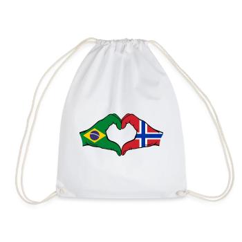 Brésil Norvège Drapeau Mains Coeur Forme - Sac de sport léger - blanc - Devant